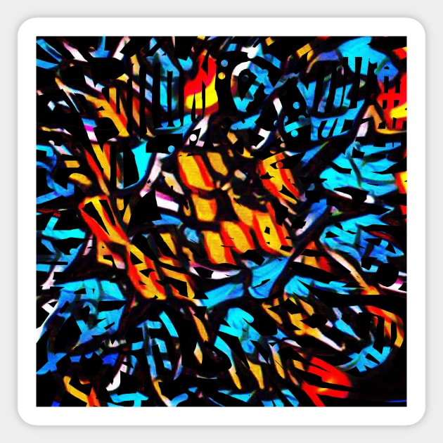 Electric Storm. Abstract design featuring bold primary colors. Sticker by innerspectrum